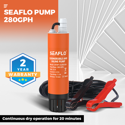 SEAFLO 12V 280GPH Submersible Inline Pump, view 2
