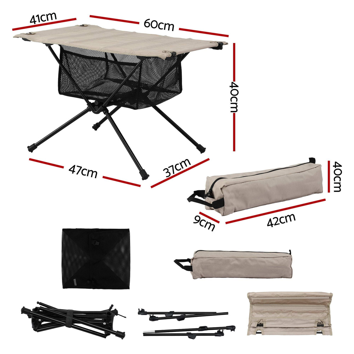 Weisshorn Folding Camping Table with Carry Bag, view 2