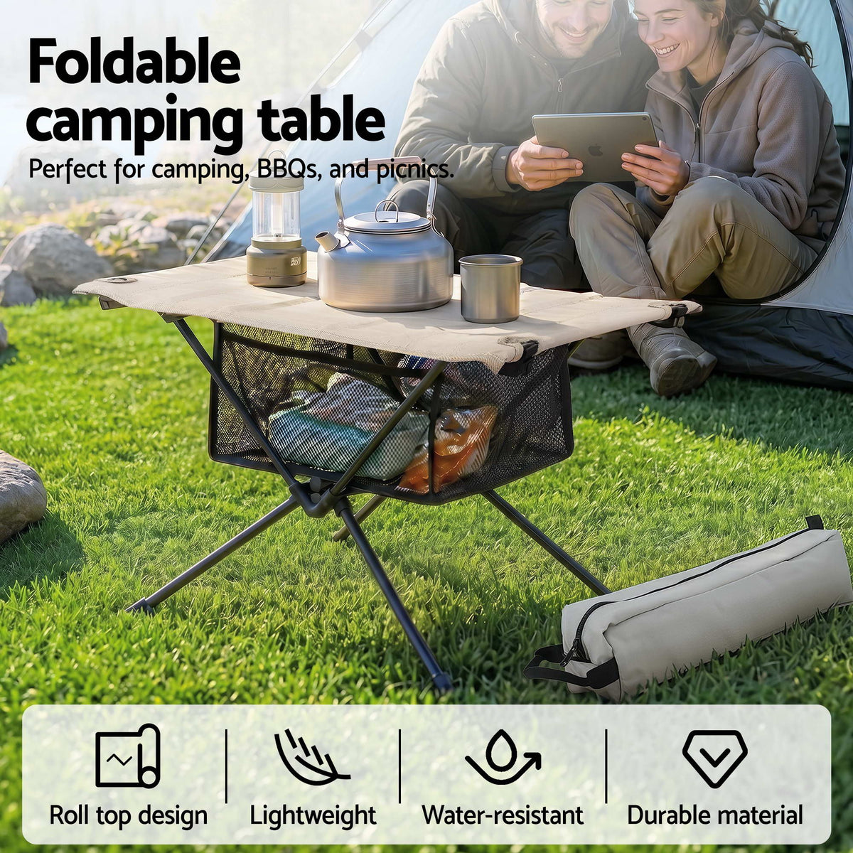 Weisshorn Folding Camping Table with Carry Bag, view 4