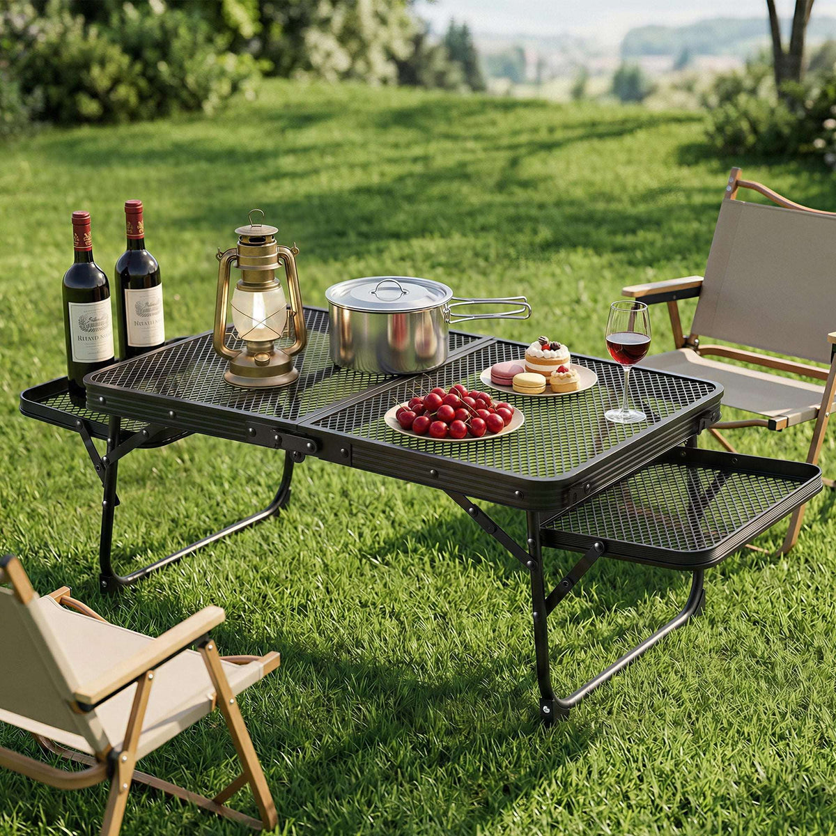 Folding Mesh Camping Table – Aluminium Heat-Resistant