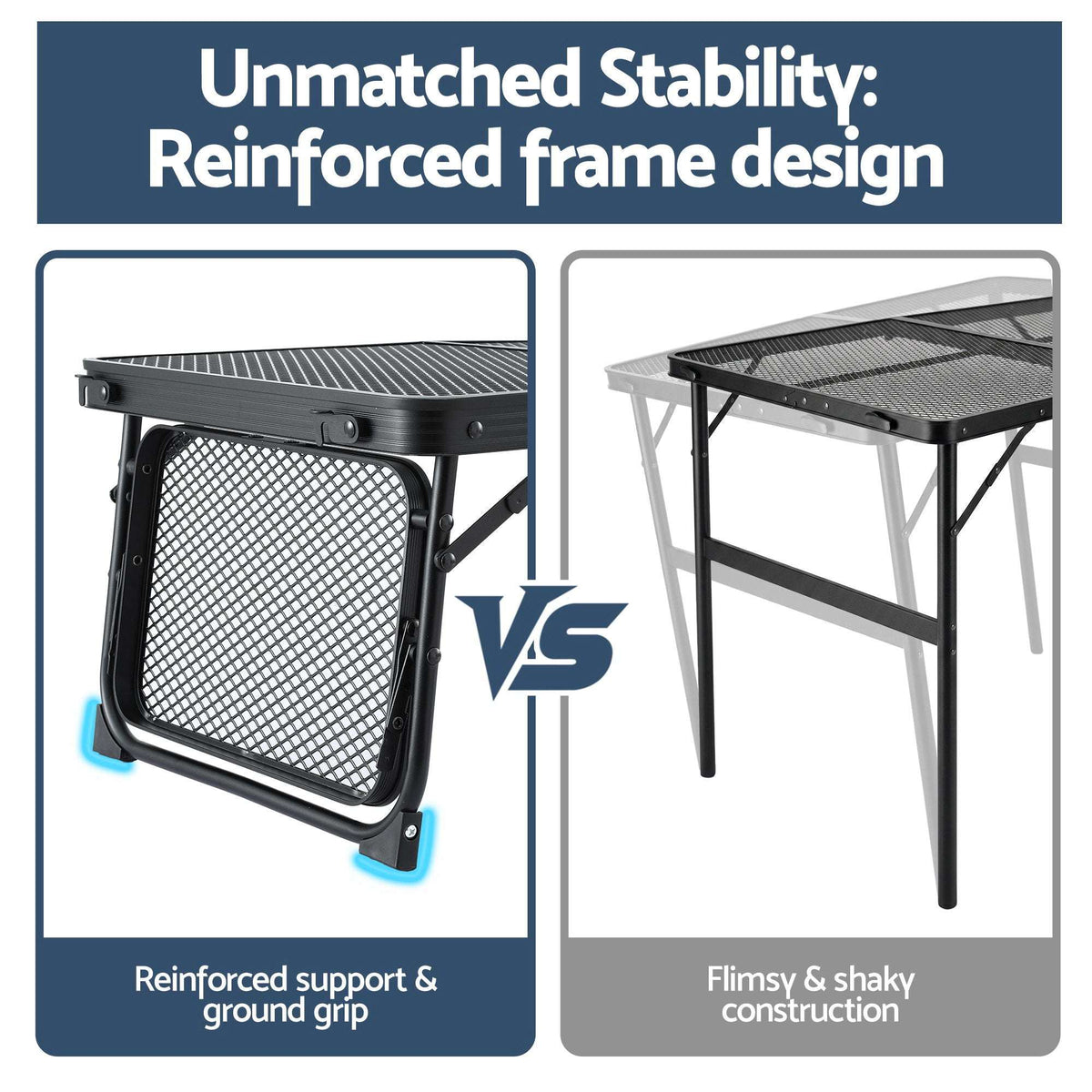 Folding Mesh Camping Table – Aluminium Heat-Resistant, view 6