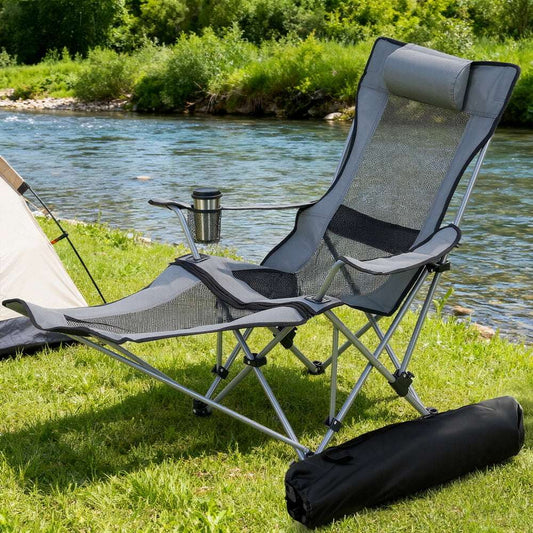 Weisshorn Reclining Folding Camp Chair - Grey