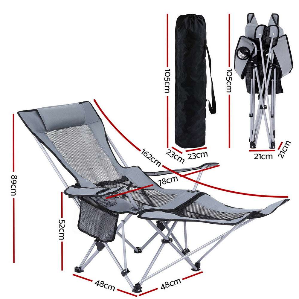 Weisshorn Reclining Folding Camp Chair - Grey, view 3