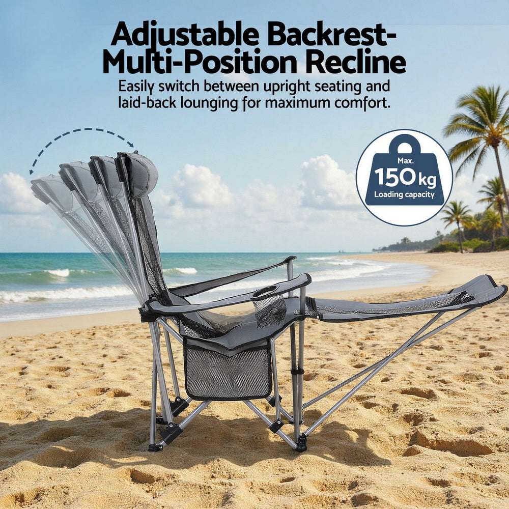 Weisshorn Reclining Folding Camp Chair - Grey, view 6
