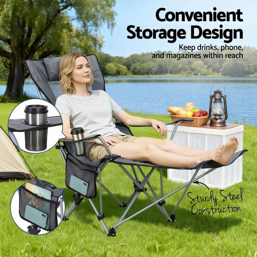 Weisshorn Reclining Folding Camp Chair - Grey, view 7