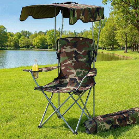 Weisshorn Folding Camping Chair with Canopy – 120kg