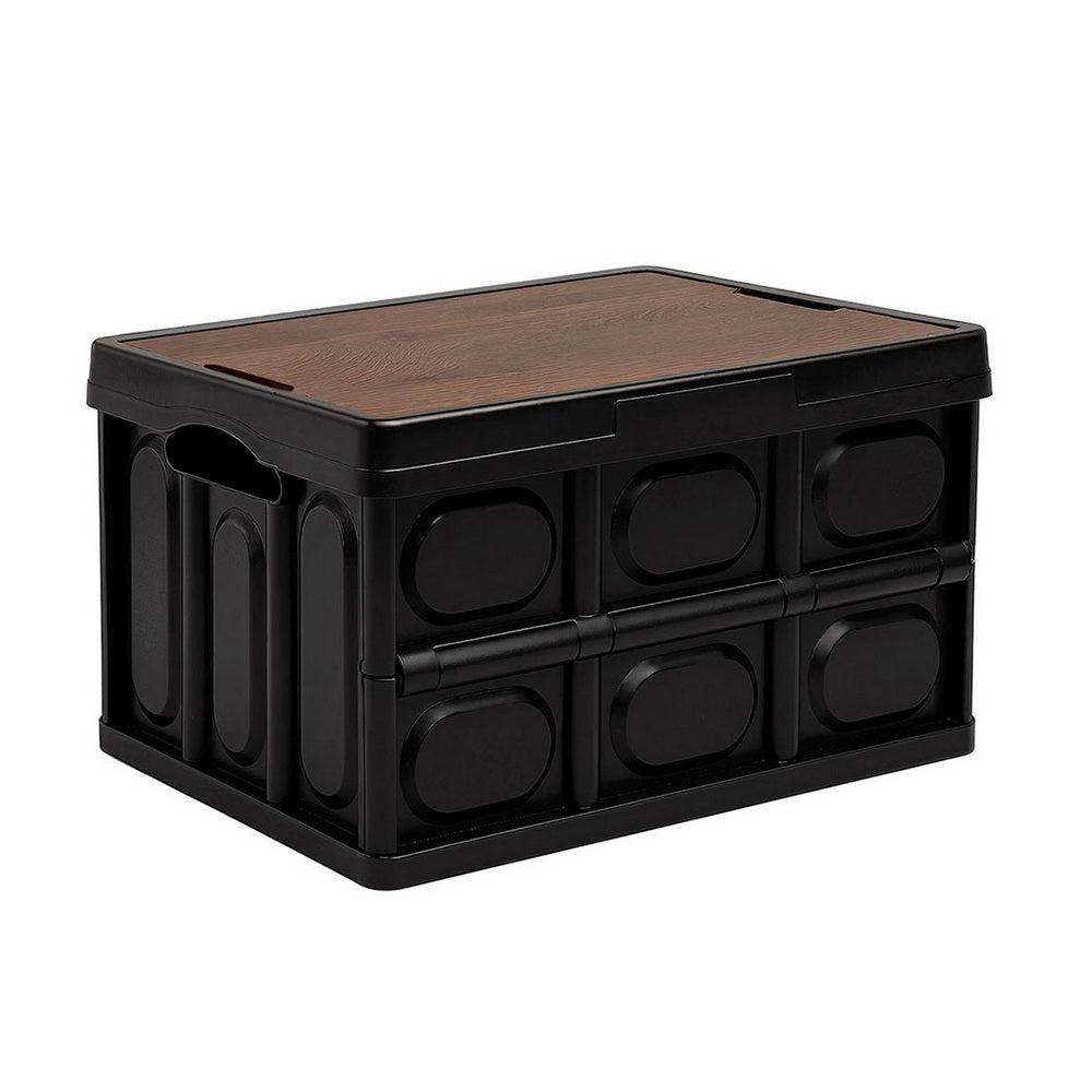 Gardeon 50L Collapsible Storage Box with Plywood Lid, view 2