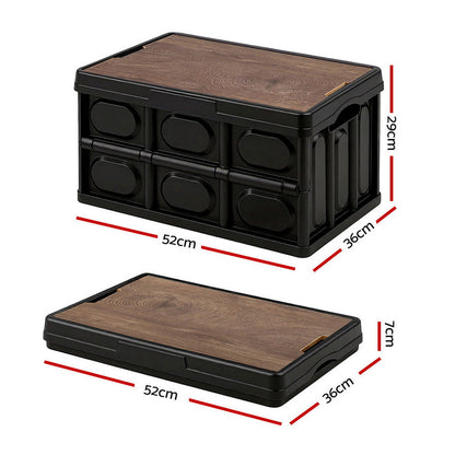 Gardeon 50L Collapsible Storage Box with Plywood Lid, view 3