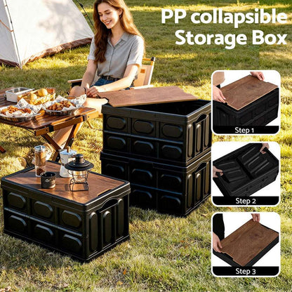 Gardeon 50L Collapsible Storage Box with Plywood Lid, view 5
