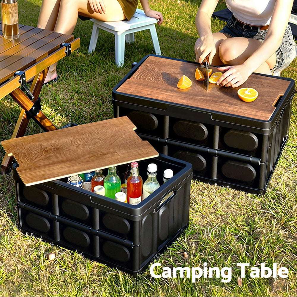 Gardeon 50L Collapsible Storage Box with Plywood Lid, view 6