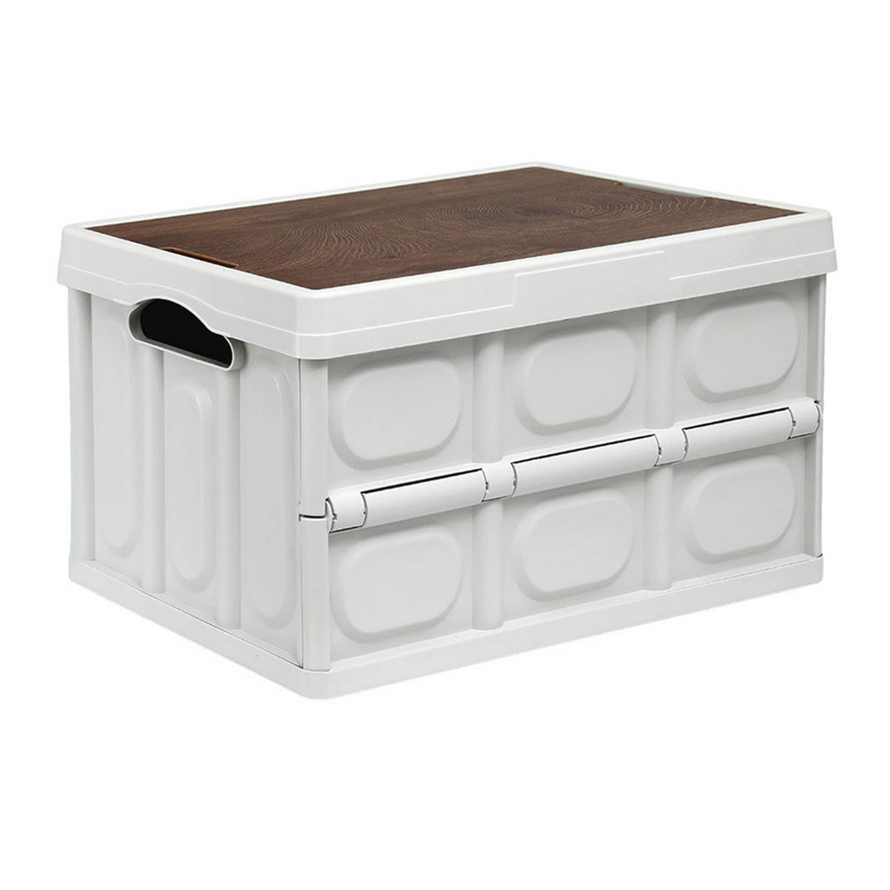 Gardeon 50L Collapsible Storage Box with Plywood Lid, view 2