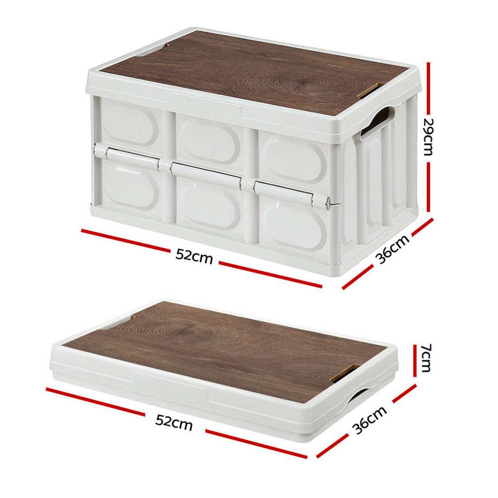 Gardeon 50L Collapsible Storage Box with Plywood Lid, view 3