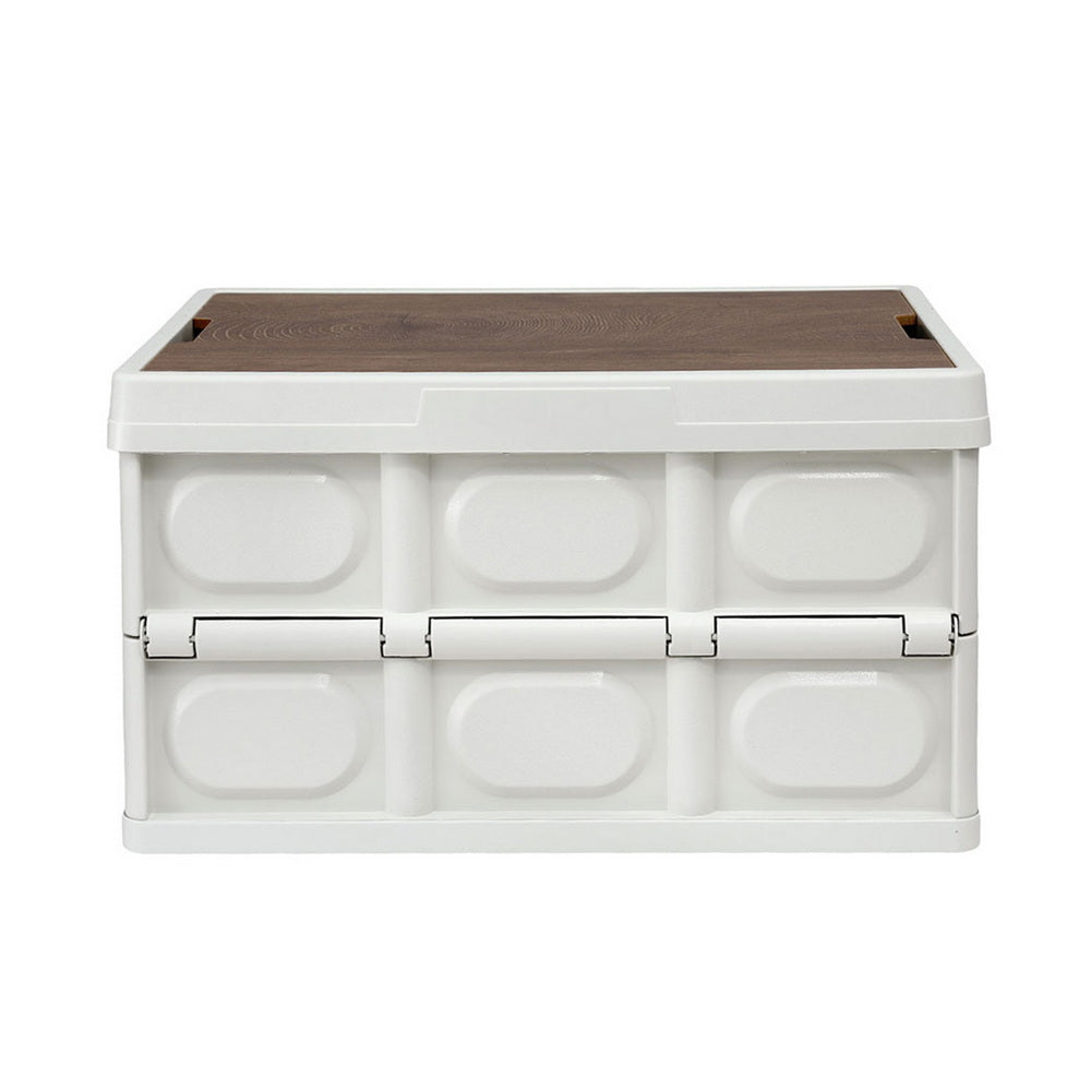 Gardeon 50L Collapsible Storage Box with Plywood Lid, view 4
