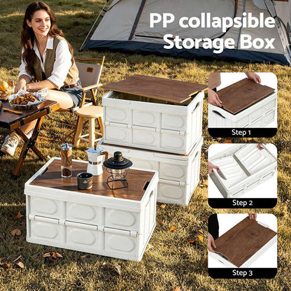 Gardeon 50L Collapsible Storage Box with Plywood Lid, view 5