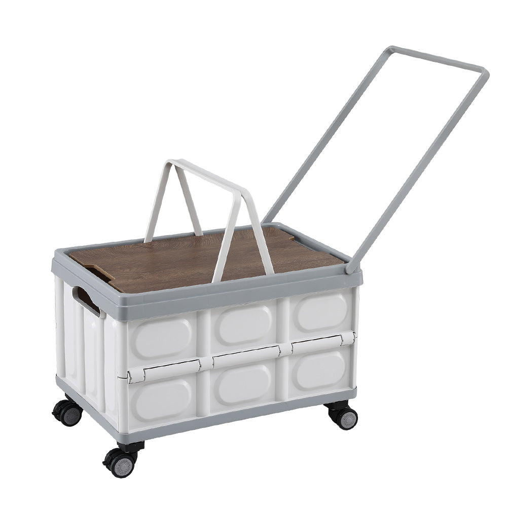 Gardeon 54L Collapsible Outdoor Storage Box with Wheels and Plywood Lid, view 2