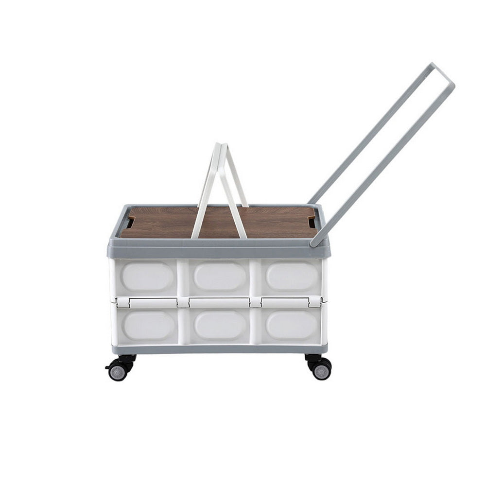Gardeon 54L Collapsible Outdoor Storage Box with Wheels and Plywood Lid, view 4