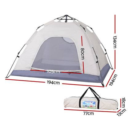 Instant Pop Up Camping Tent 2-3 Person - Weisshorn Beige