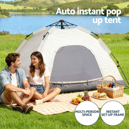Instant Pop Up Camping Tent 2-3 Person - Weisshorn Beige