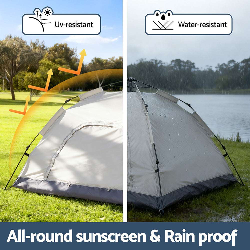 Instant Pop Up Camping Tent 2-3 Person - Weisshorn Beige