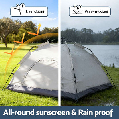 Instant Pop Up Camping Tent 2-3 Person - Weisshorn Beige