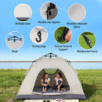 Instant Pop Up Camping Tent 2-3 Person - Weisshorn Beige