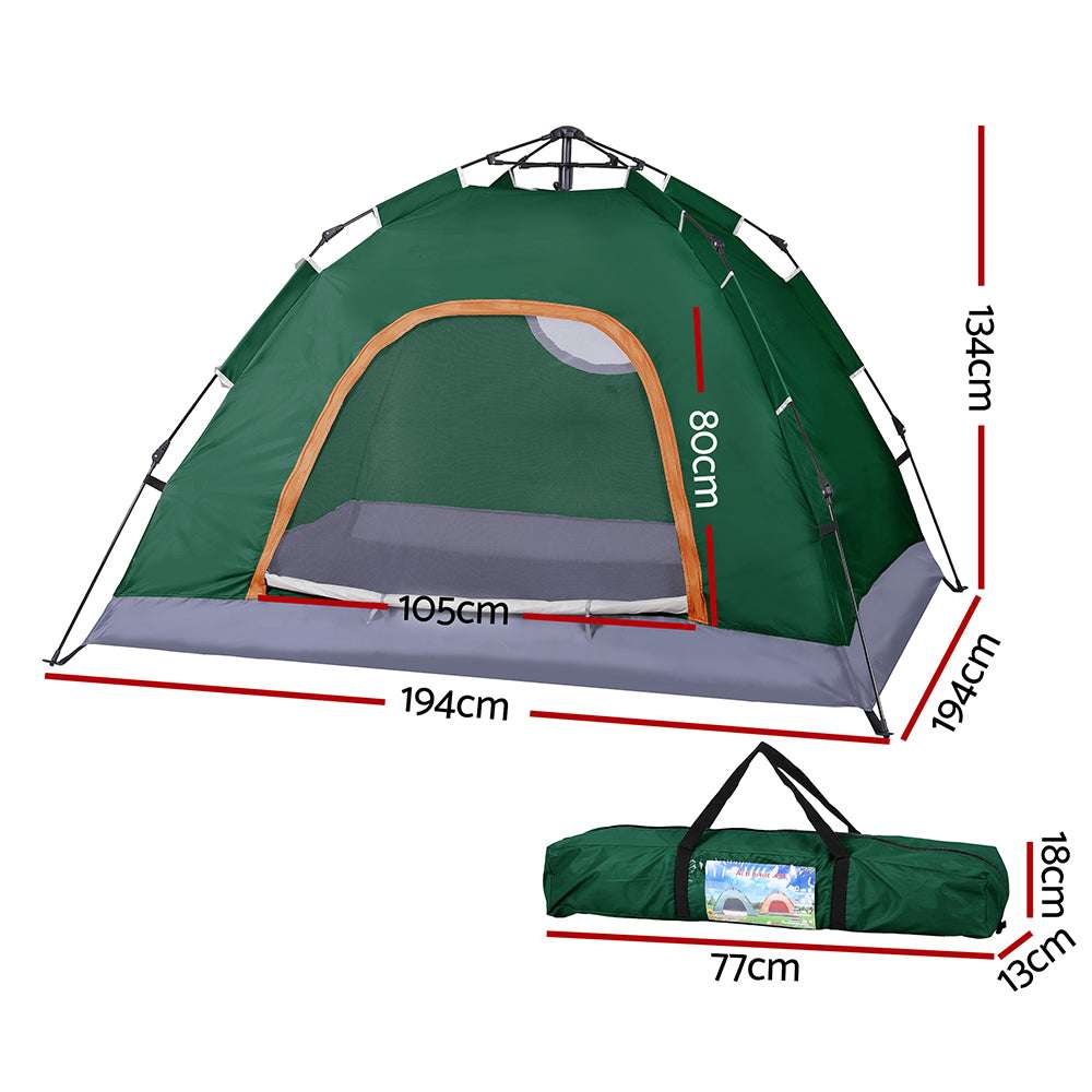 Instant Pop Up Camping Tent 2-3 Person - Weisshorn Green, view 3