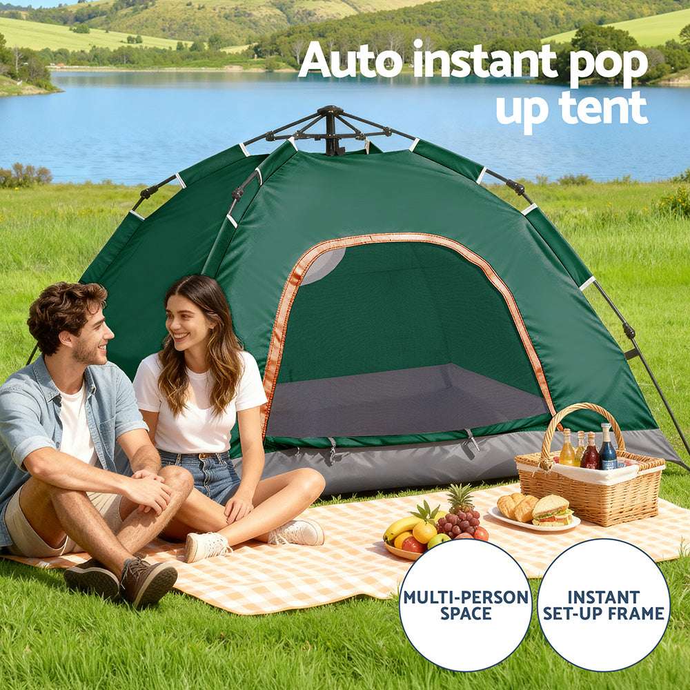 Instant Pop Up Camping Tent 2-3 Person - Weisshorn Green, view 5
