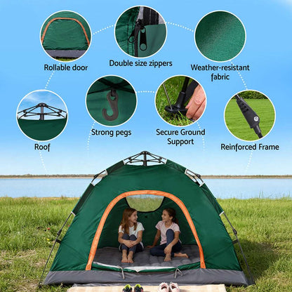 Instant Pop Up Camping Tent 2-3 Person - Weisshorn Green, view 7