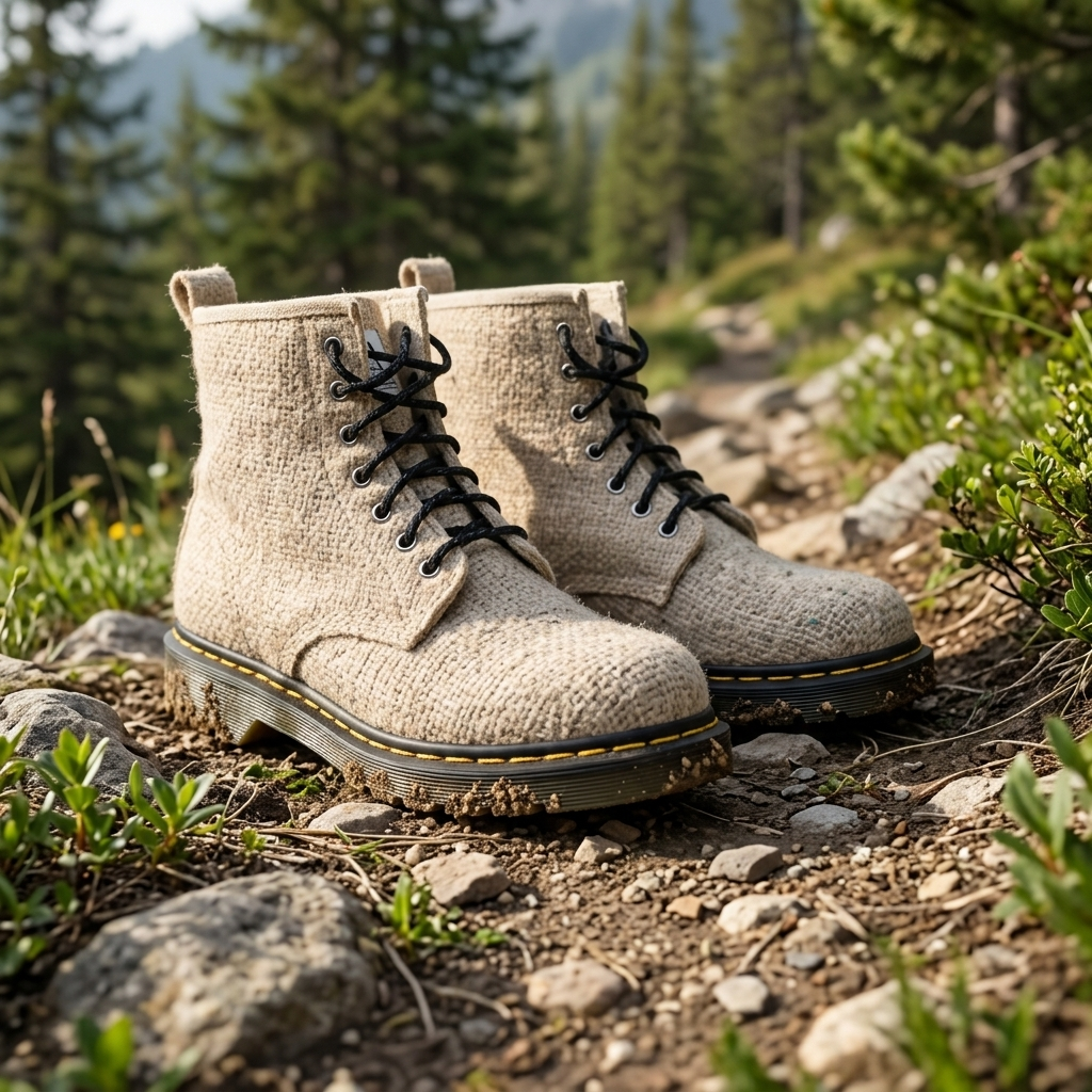 White Vegan Hemp Hiking Boots - Namaste Artisans, view 2
