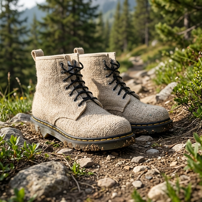 White Vegan Hemp Hiking Boots - Namaste Artisans, view 2