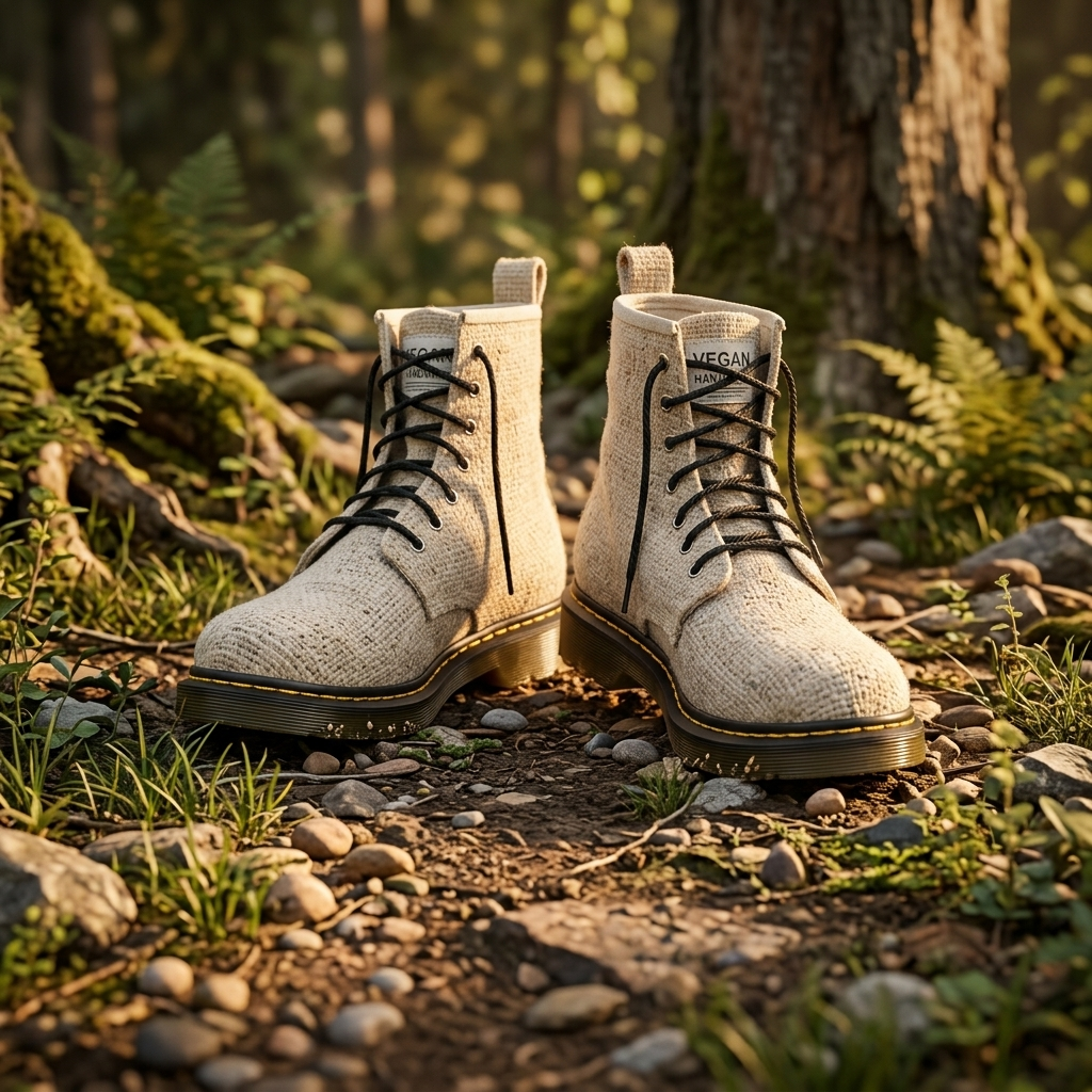 White Vegan Hemp Hiking Boots - Namaste Artisans, view 3