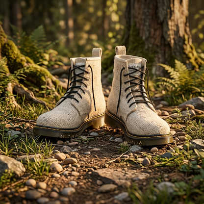 White Vegan Hemp Hiking Boots - Namaste Artisans, view 3