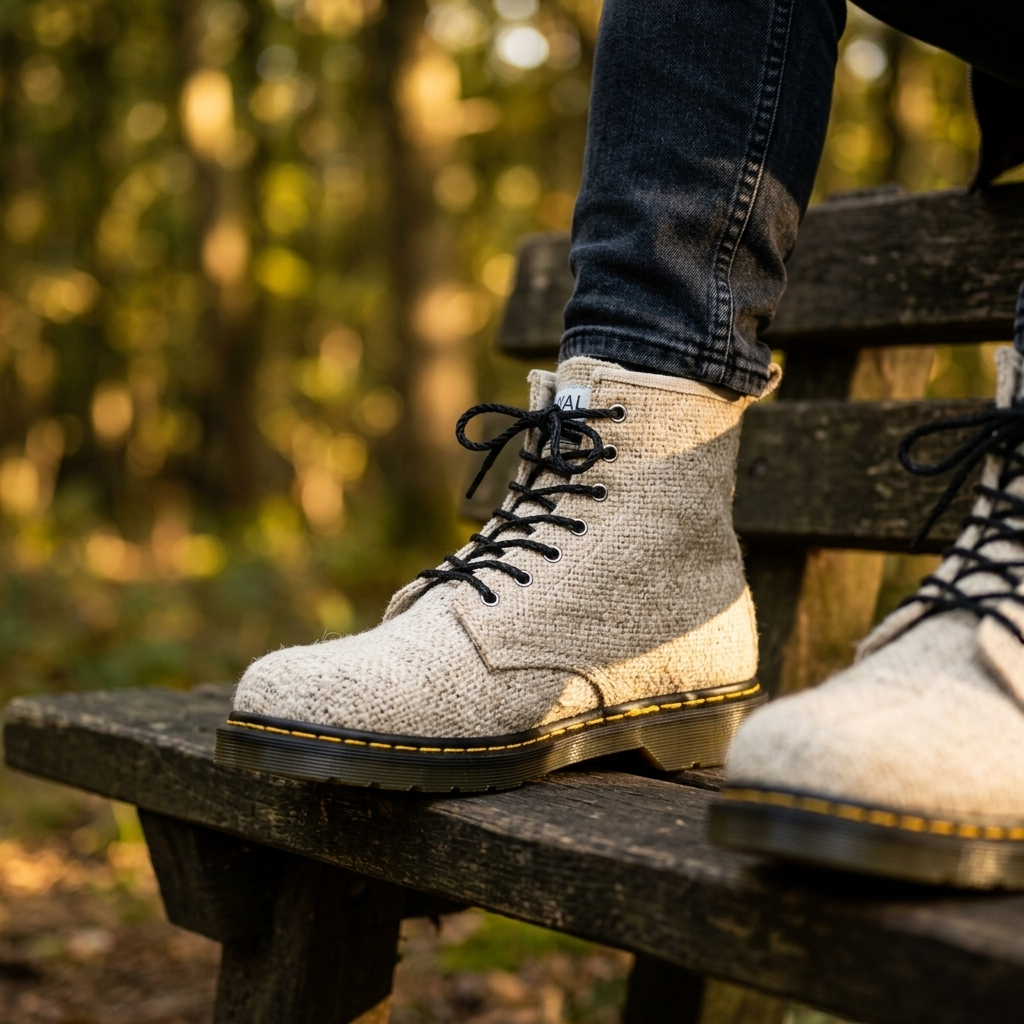 White Vegan Hemp Hiking Boots - Namaste Artisans, view 4